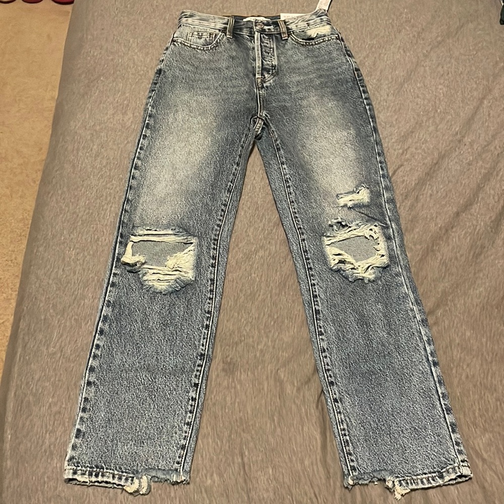 High rise straight leg jeans